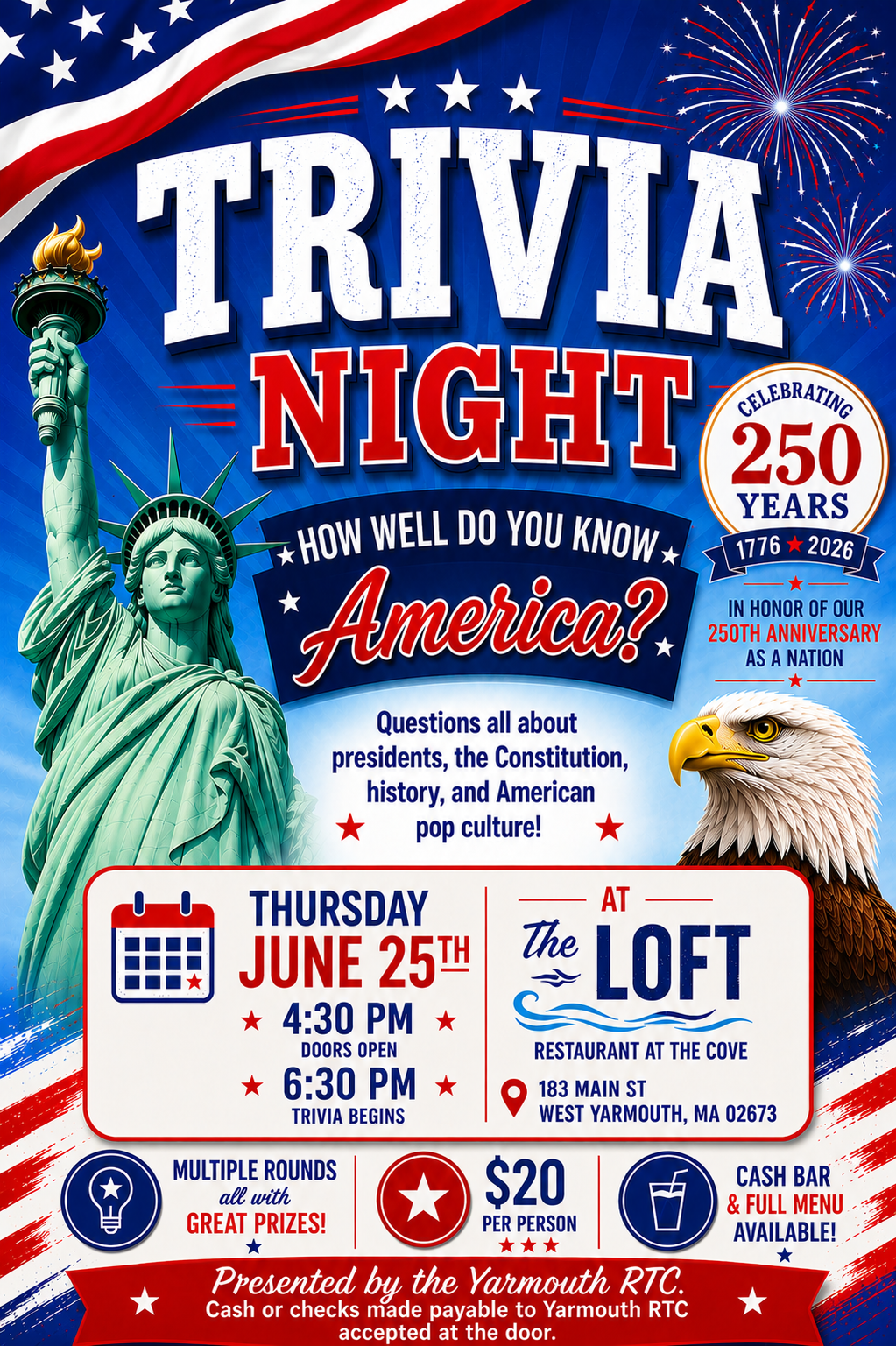 Yarmouth RTC American History Trivia Night poster